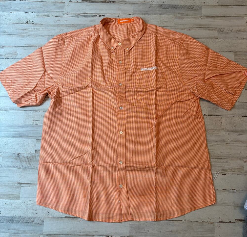 Men's Orange and White Checked Whataburger Top sz XL NEW
